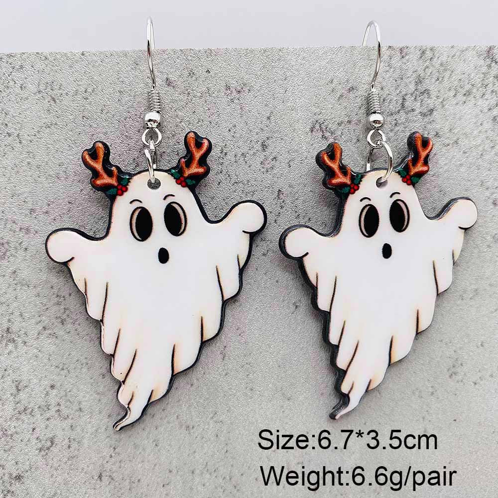 Wholesale Christmas Ghost Acrylic Christmas Hat Lanterns Christmas Earrings