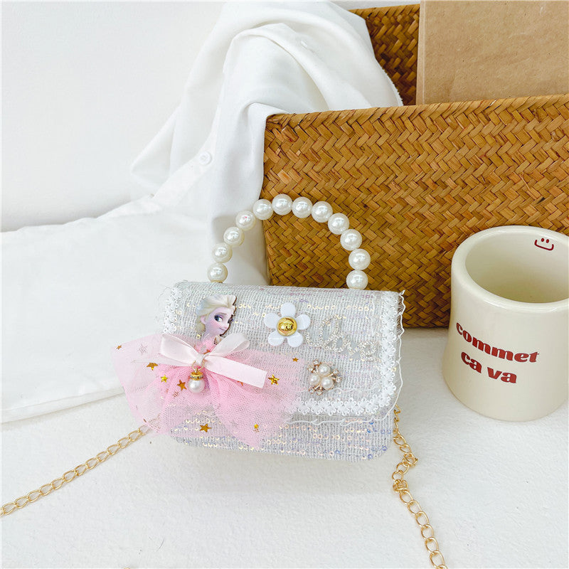 Wholesale Cotton Linen Xiaoxiangfeng Children's Pearl Accessories Handbag