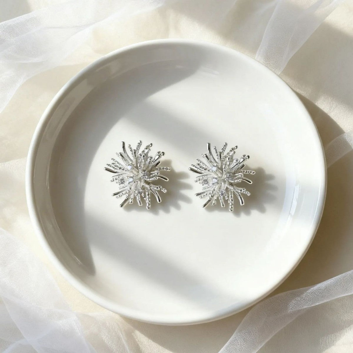 Wholesale Blue Enamel Flower Earrings For Women Pearl Accent Fashion Jewelry Accessory Party Casual Wear Resale