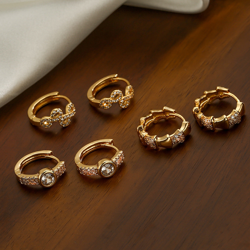 Wholesale Copper Plated Real Gold Zircon Earrings