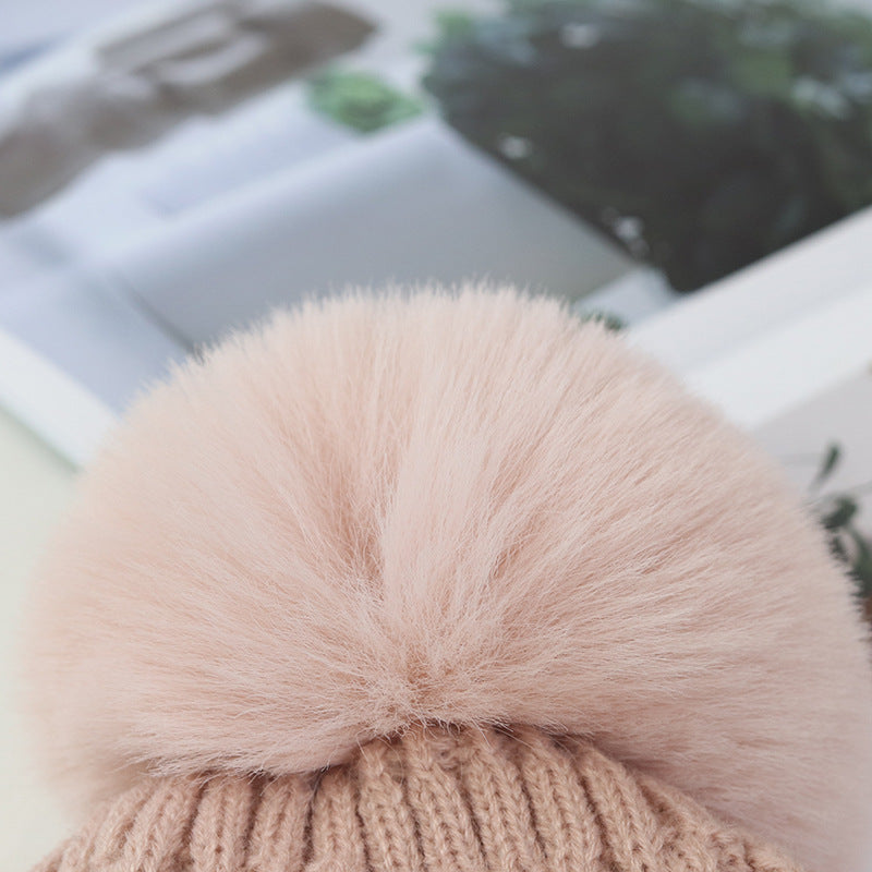 Wholesale Autumn and Winter Solid Color Fur Ball Cold Cashmere  Hat
