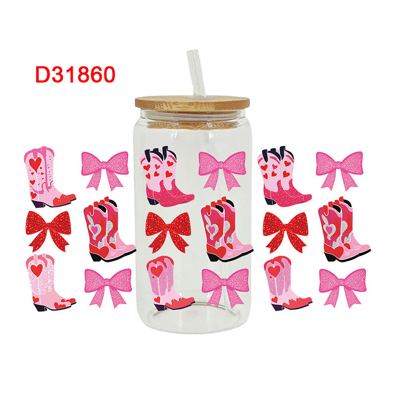 Wholesale Western style cow head boots sunflower  16oz Cup UV DTF Wraps