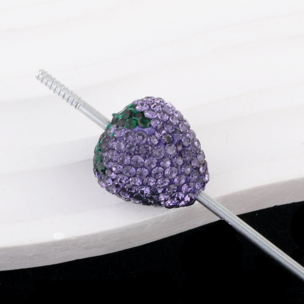 Wholesale 5pcs Colorful Strawberry Ball Diamond Ball Can Thread Straight Holes DIY Beads