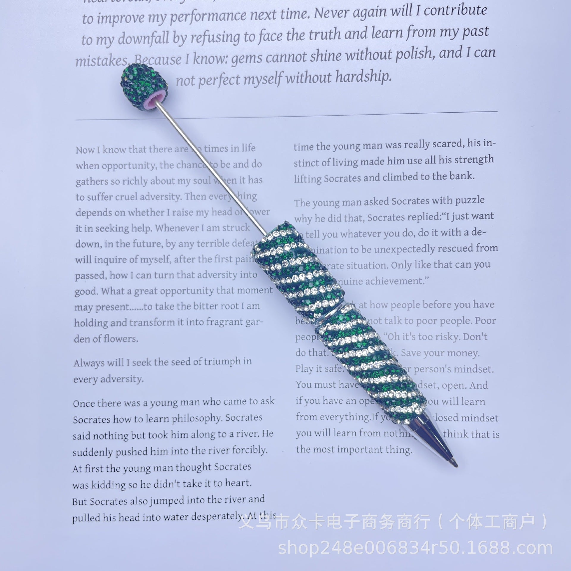 Wholesale 10pcs Stripes and Full Rhinestones Twist-Type  DIY Fancy Beadable Pens