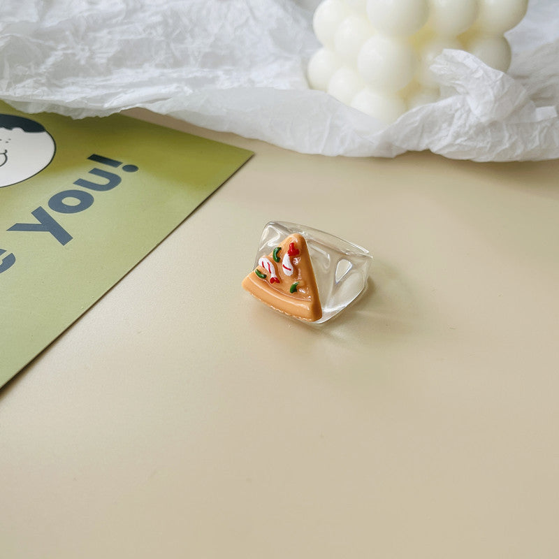 Wholesale Japanese fun food cute croissant pizza toast grape tart resin ring