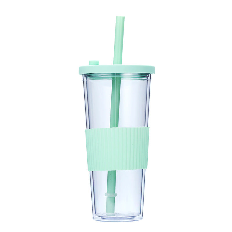 Wholesale Portable Double-layer Large-hole Universal Bubble Tea Lid Plastic Cup