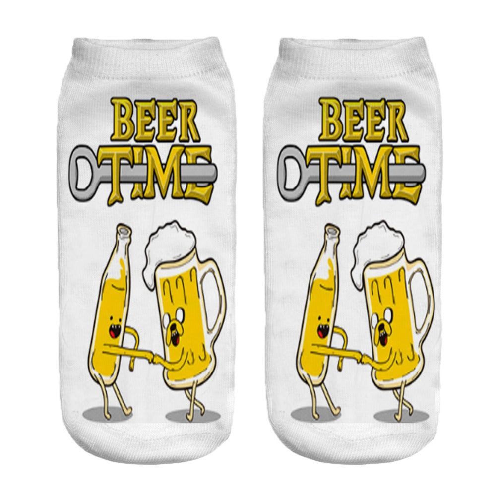 Wholesale Beer 3D Digital Printing Cartoon Sock