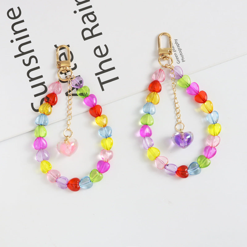 Llaves acrílicos de corazones coloridos con cuentas al por mayor