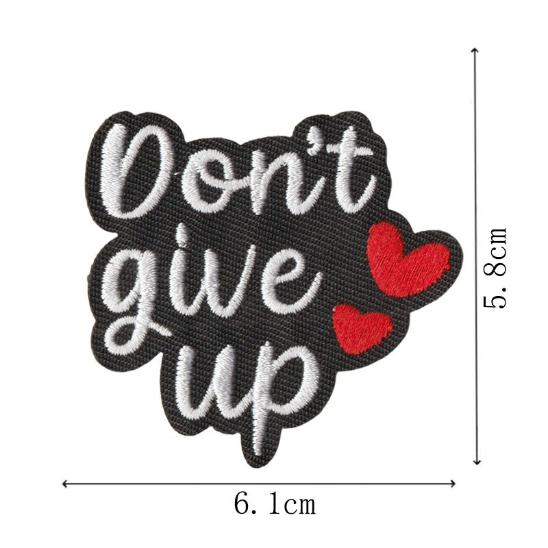Wholesale Boutique Rainbow Heart Inspirational Quote Iron On Patches Black White Embroidered Appliques For ets Polyester Cotton Set Of 9