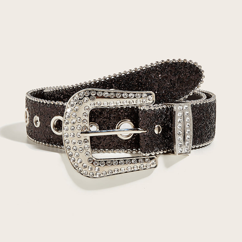 Whoelsale PU Wide Sequin Rhinestone Belt