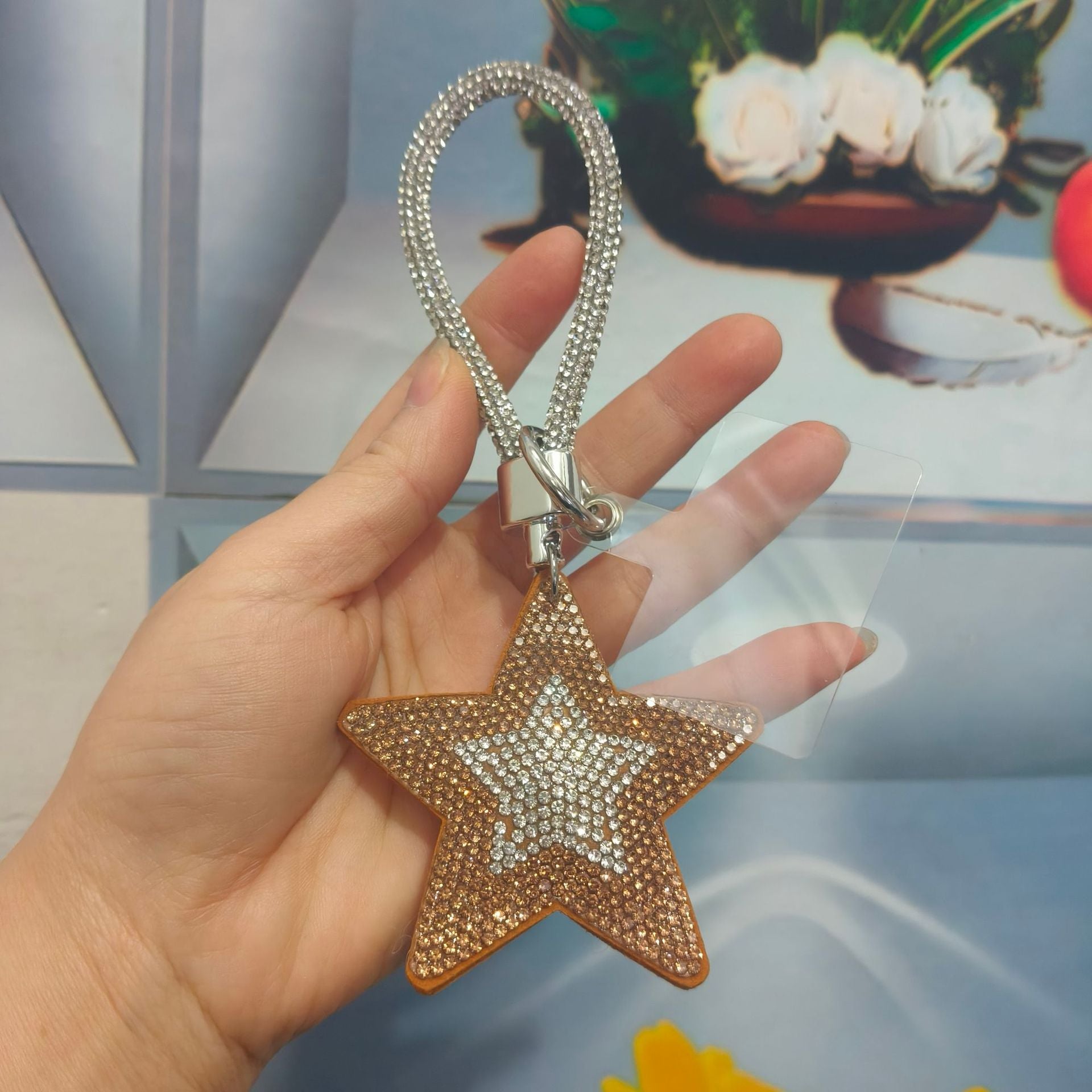Wholesale Colorful cartoon pentagram diamond studded keychain