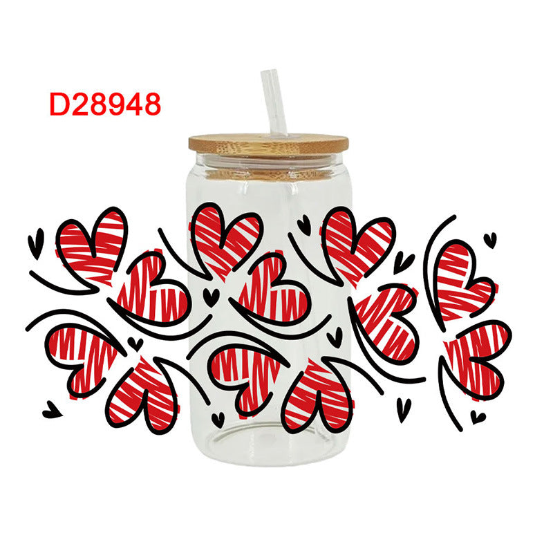 Wholesale Love Valentine's Day  16oz Cup UV DTF Wraps