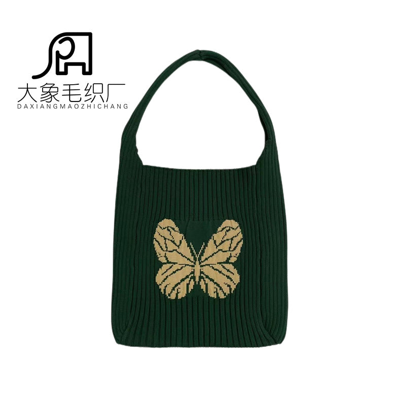 Wholesale Woven Contrast Color Butterfly Knitted Shoulder Bag
