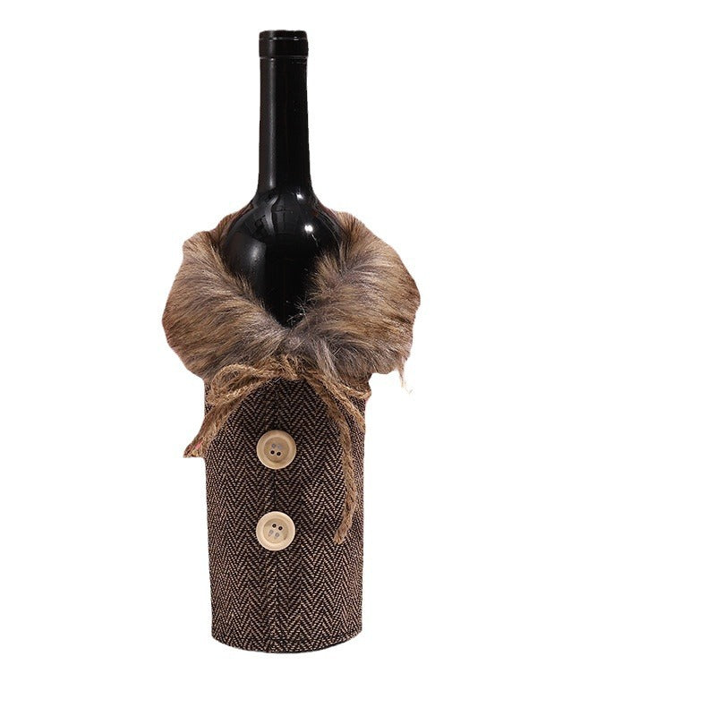 Wholesale Christmas Wine Decoration Set, Wine Bottle Decoration, Striped Plaid Table Ornament