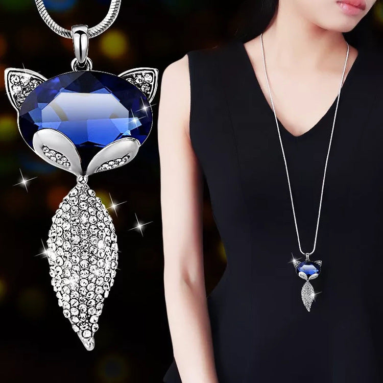 Wholesale Colored Diamond Set Animal Flash Diamond Long Necklace