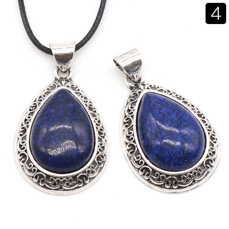 Wholesale Natural crystal agate semi-precious stone teardrop pendant