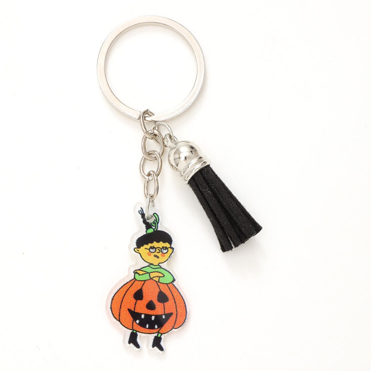 Wholesale Halloween Funny Acrylic Bat Pumpkin Head Witch Tassel Keychain