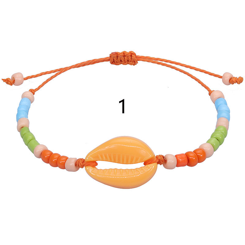Wholesale Acrylic Seashell Colorful Rice Beads Woven Bracelet