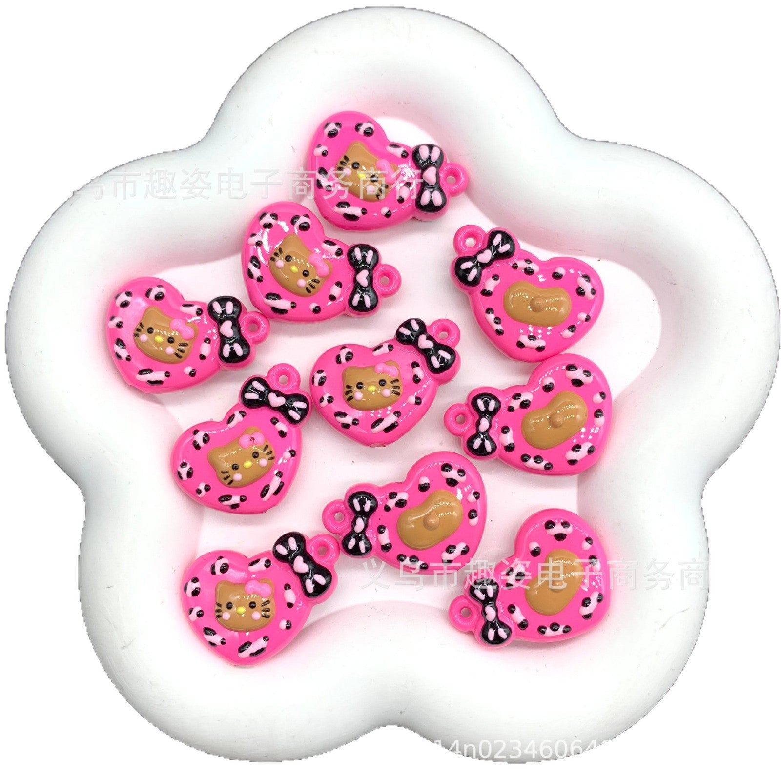 Wholesale 10pcs Colorful cartoon heart Acrylic Beads