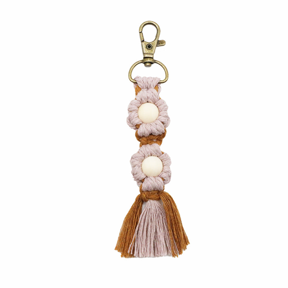 Wholesale Creative Flower Cotton Rope Hand Woven Keychains