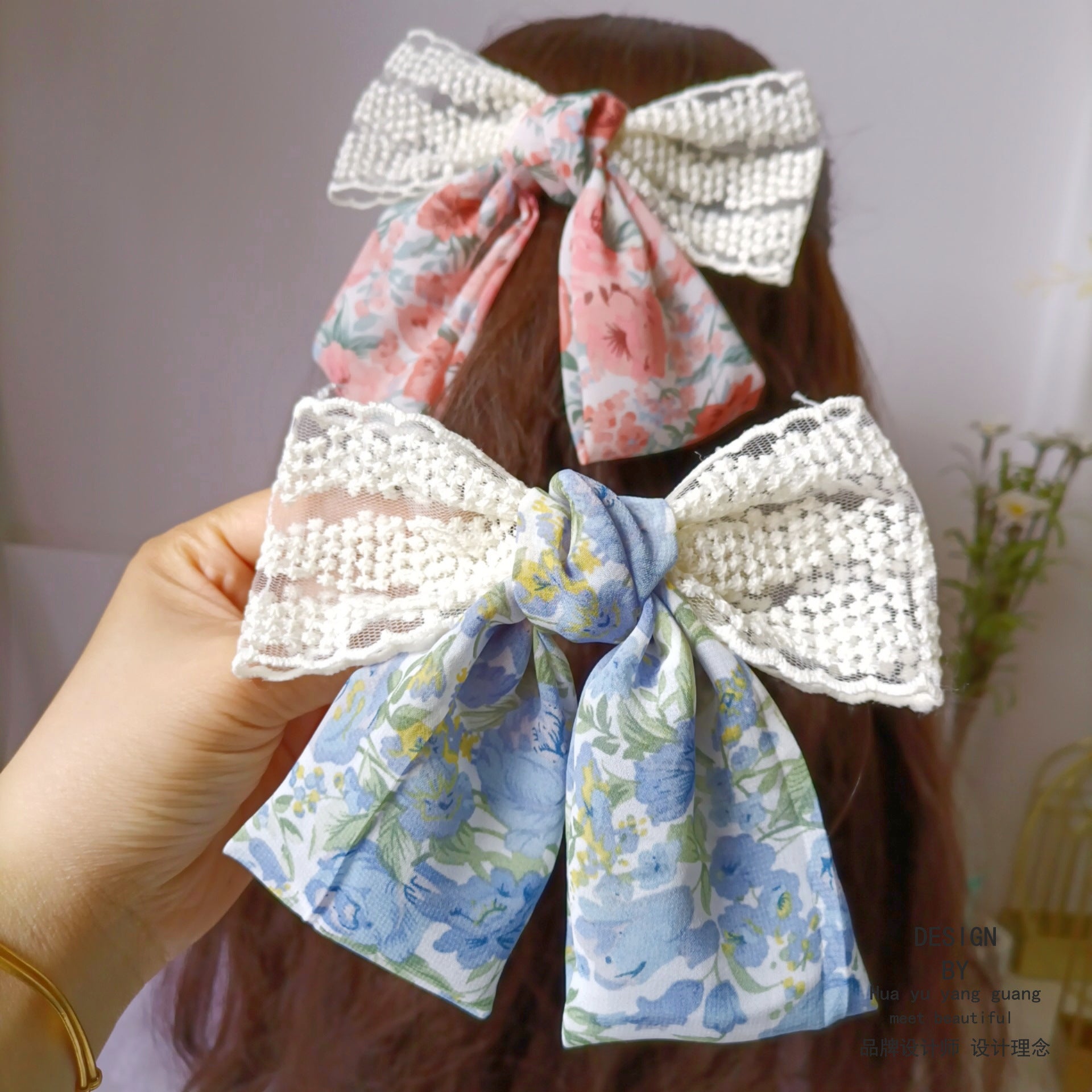 Wholesale Large Bow Chiffon Floral Head Clip