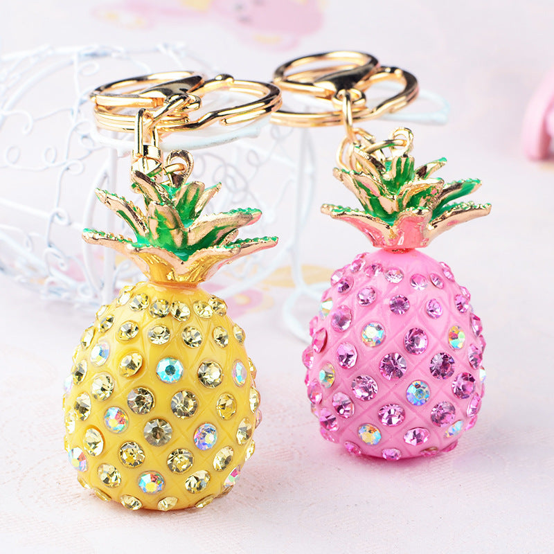 Wholesale Resin Pineapple Diamond studded Keychain
