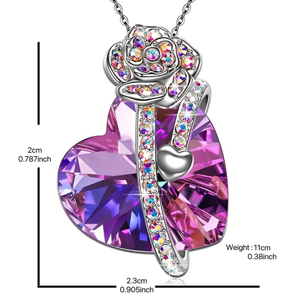Wholesale Flower Heart Diamond Pendant Necklace