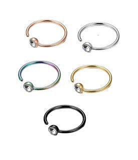 Wholesale Body Piercing C Shape Stainless Steel Rhinestone Nose Ring