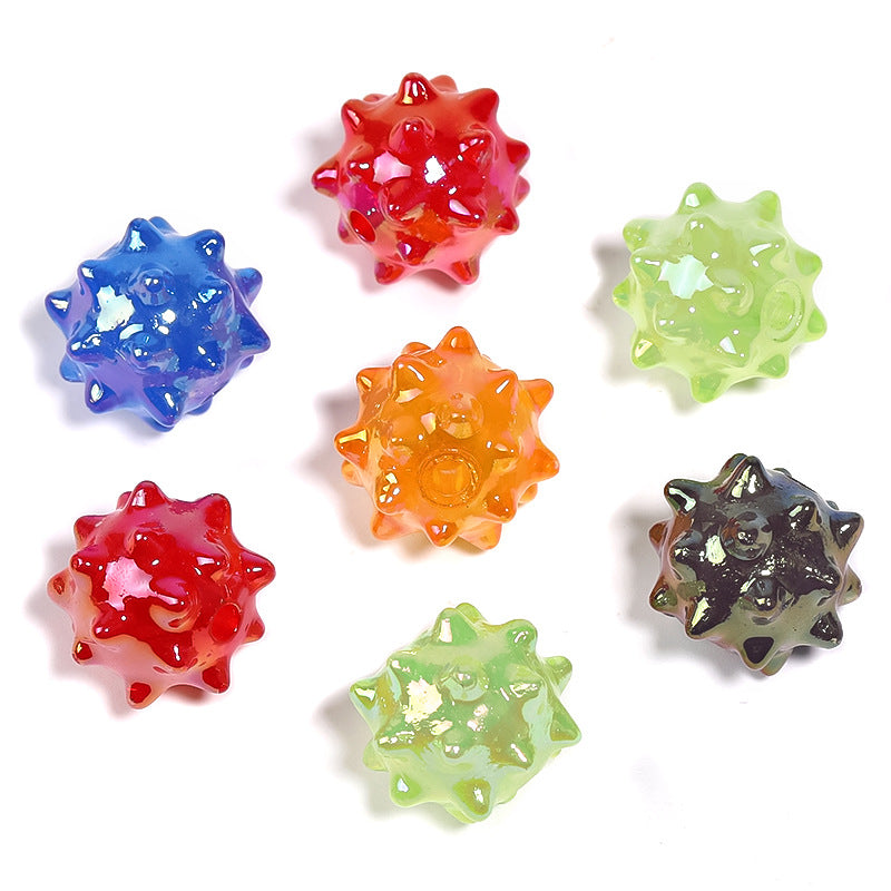 Wholesale 100pcs DIY Colorful UV Electroplated Sea Urchin Ball Acrylic Beads