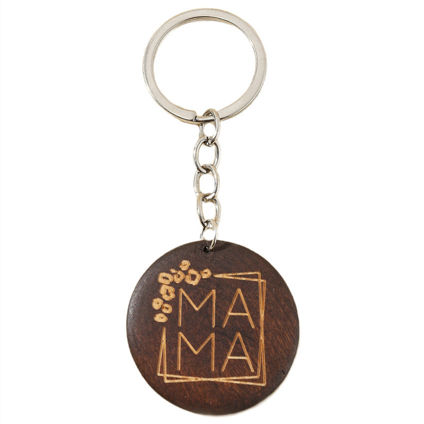 Wholesale Mother's Day MAMA Wooden Round Brand Keychains