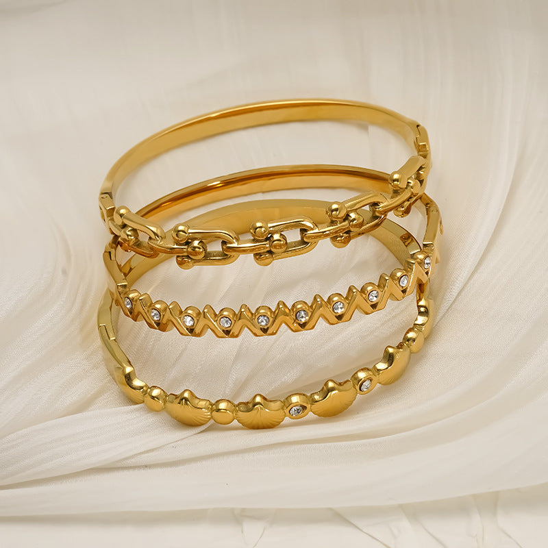 Wholesale gold-plated zircon bracelet stainless steel luxury temperament clasp bracelet