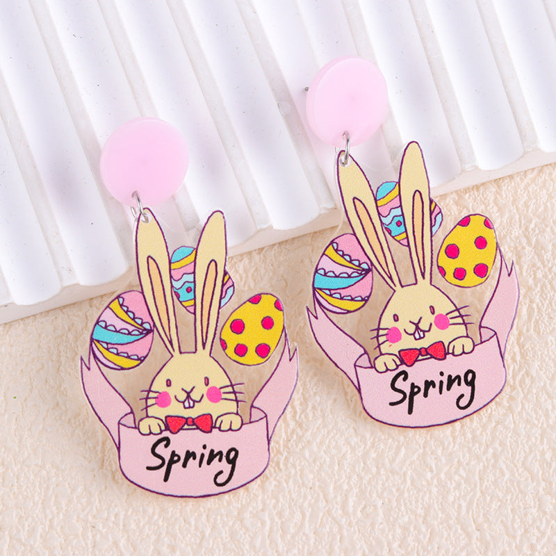 Wholesale Easter Rabbit Radish Chicken Acrylic Printed Earrings