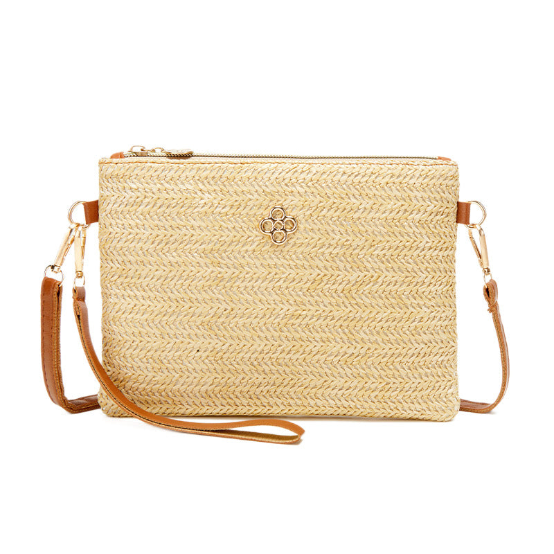 Wholesale Small flower embellished woven clutch crossbody shoulder bag