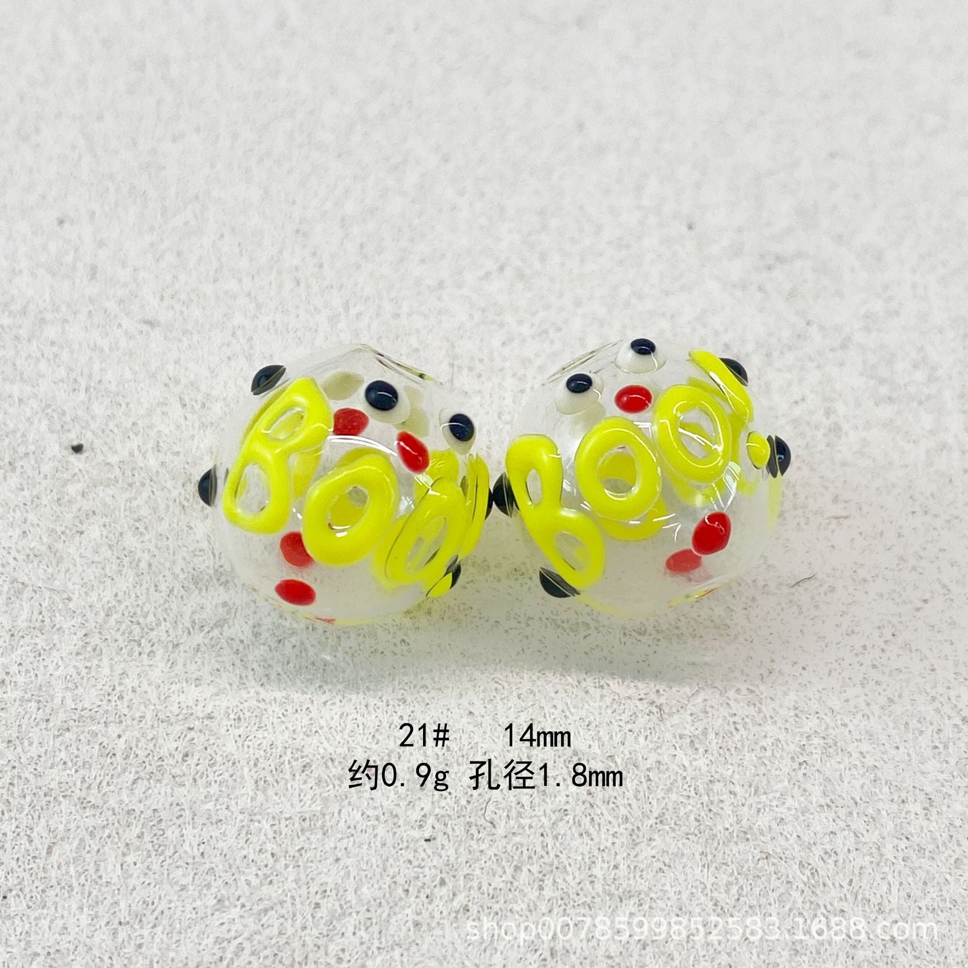 Wholesale 10pcs Transparent hollow glass heart-shaped polka dot hand-painted flower beads