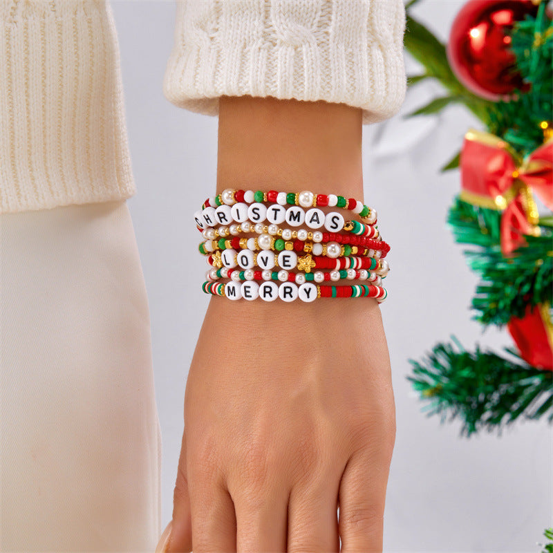 Wholesale Colorful letter seed bead polymer clay crystal Clay Bead bracelet