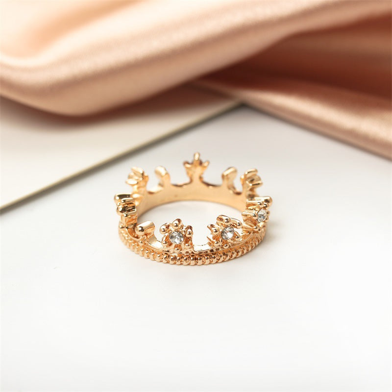 Wholesale Gold and silver crown shaped commemorative ring