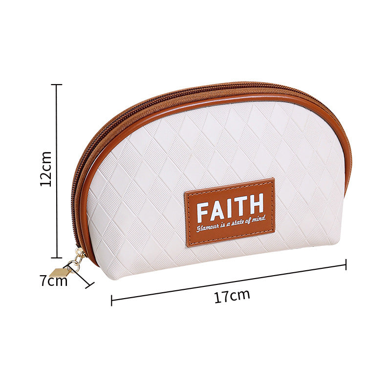 Wholesale Semicircle Portable Hand Held PU Cosmetic Bag