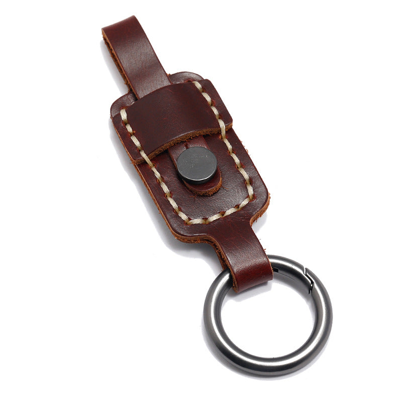 Wholesale Vintage Hand Sewn High-end Cowhide Leather Keychain