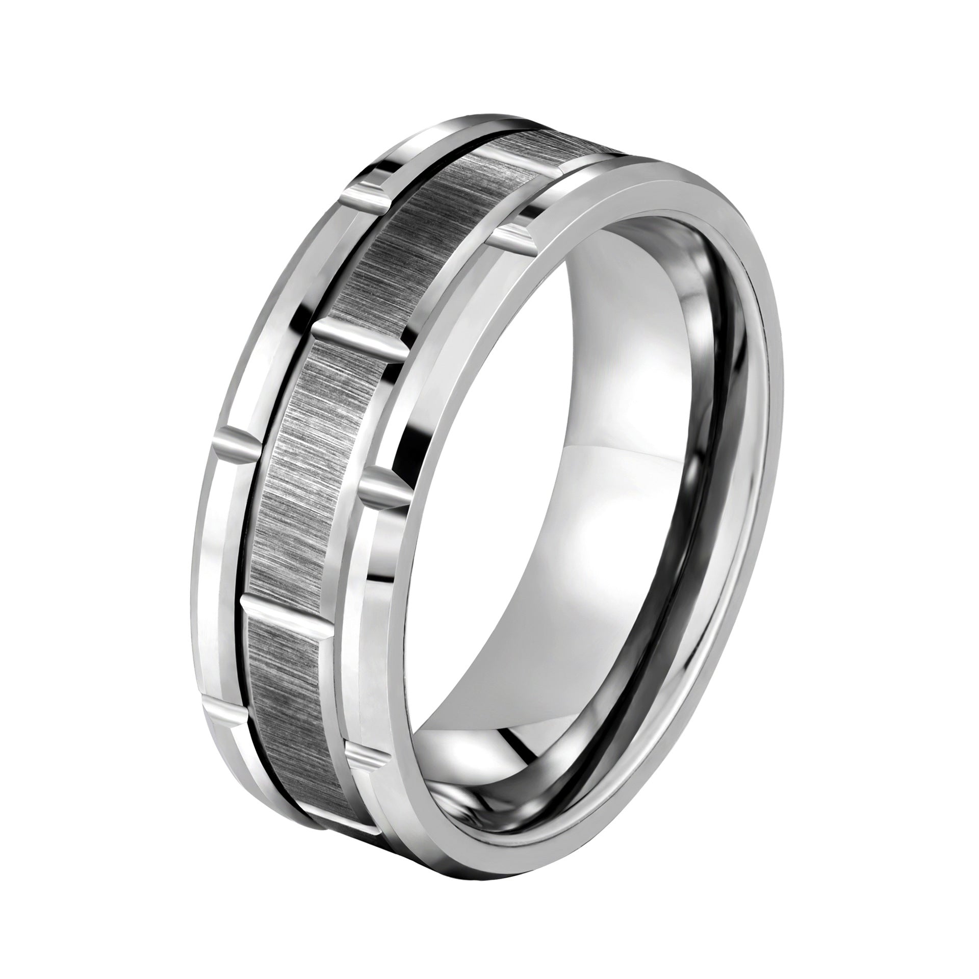 Wholesale Tungsten Steel Silver Simple Black Gold Ring