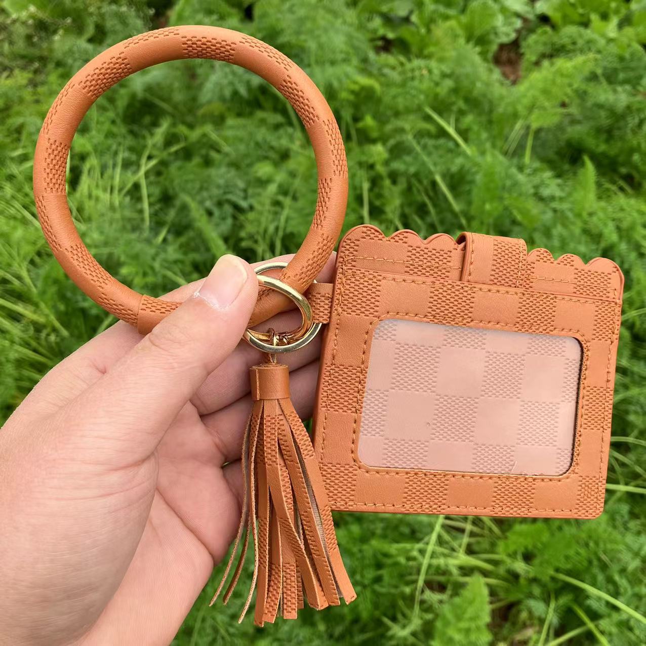 Wholesale Fashion Leopard Print PU Leather Tassel Coin Purse Keychain