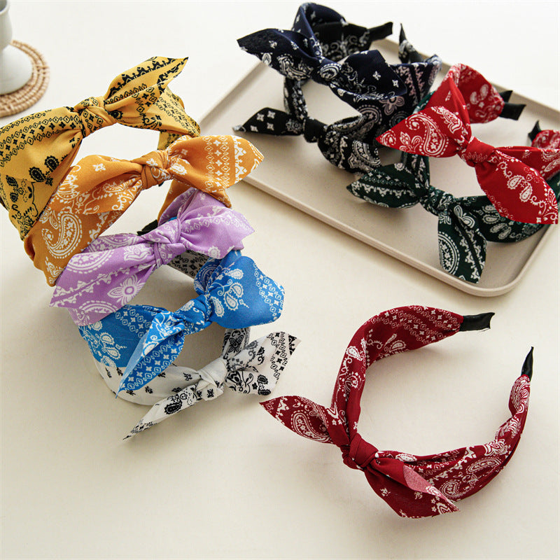 Wholesale Hairband Winter Cashew Flower Rabbit Ears Wide Headband