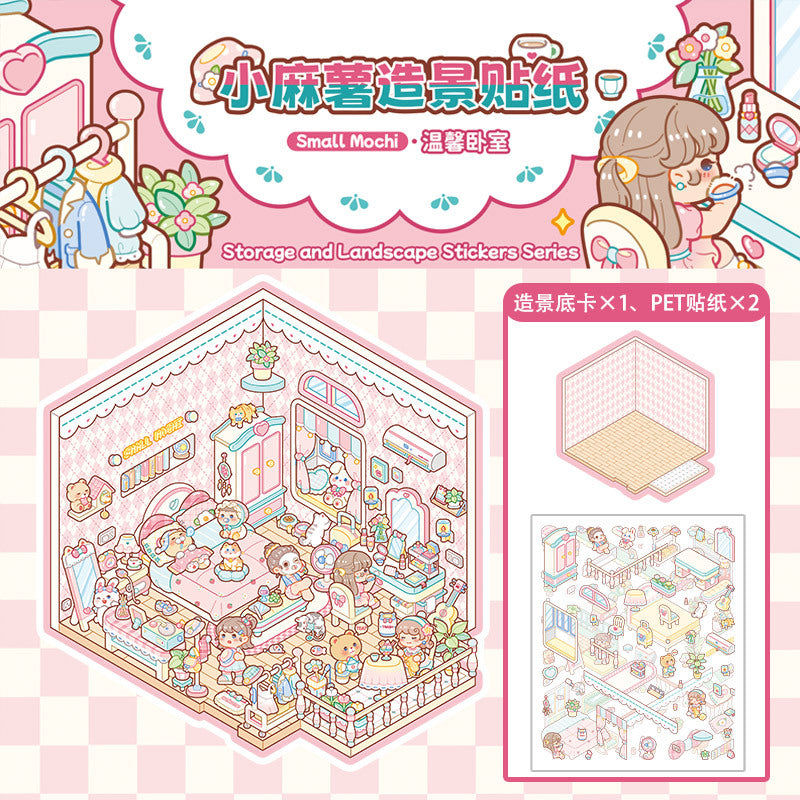 Wholesale Small mochi landscaping stickers 3D three-dimensional stickers free cutting