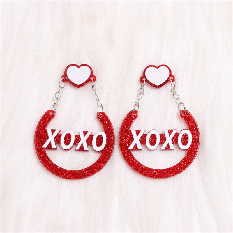 Wholesale Valentine's Day XOXO Heart Acrylic Earrings