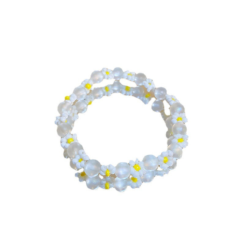 Wholesale Frosted Glass Pearl Flower Beading Bracelet