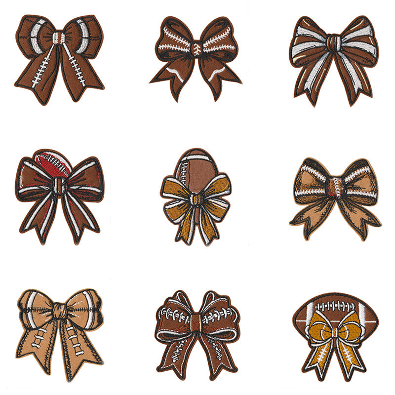 Wholesale Stylish Leopard Bow Embroidery Patches Iron On DIY Accessory Set Of 9 For Clothing Bags Decor