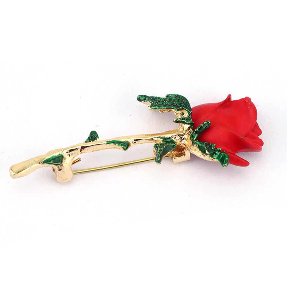 Wholesale Red rose inspired pearl studded diamond brooch
