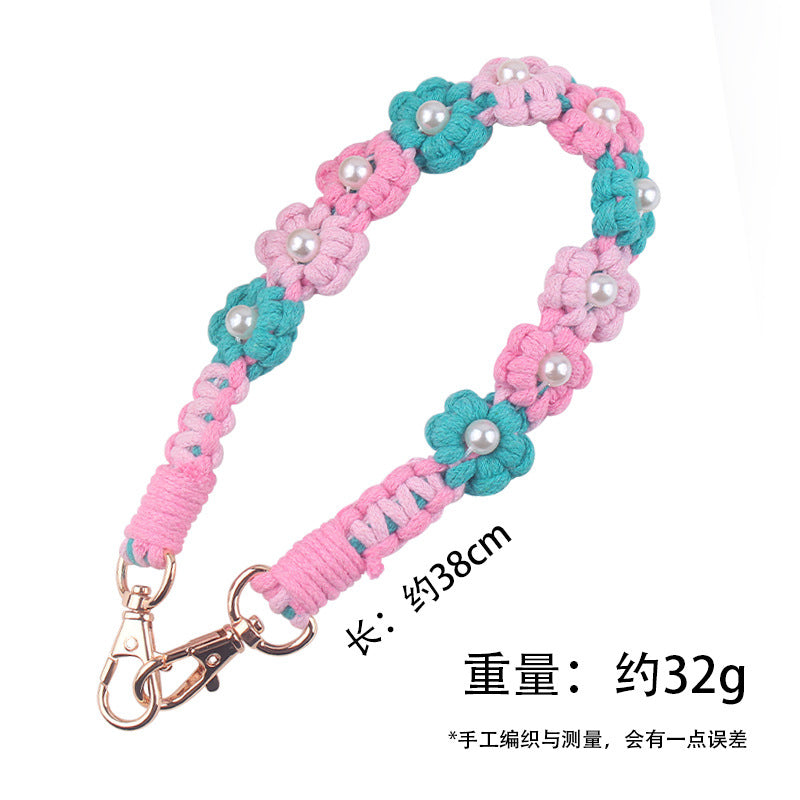 Wholesale Creative hand-woven daisy pearl water cup cup sleeve cup rope