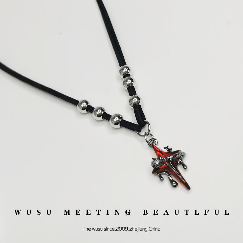 Wholesale Liquefied Star Necklace Hip Hop Style Woolen Chain Niche Design Necklace