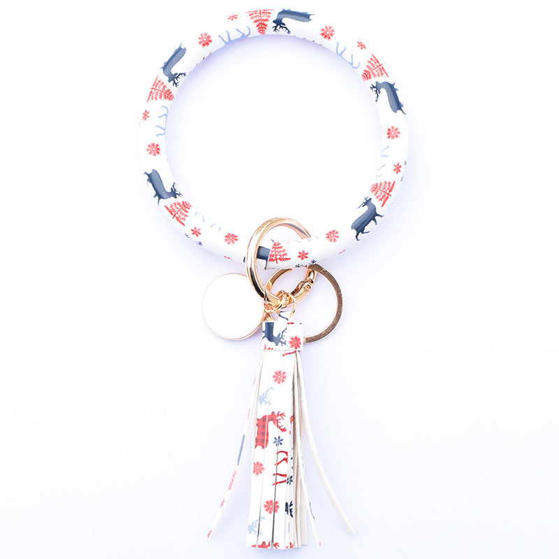 WholesalePU Leather Tassel Bracelet Keychain