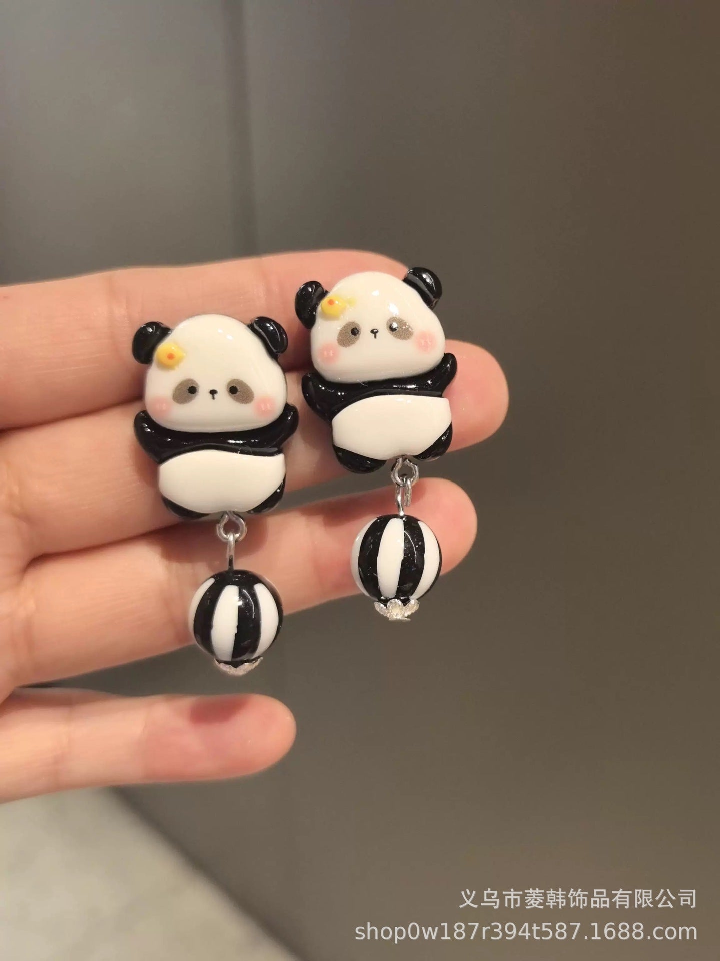 Wholesale Black and white panda earrings